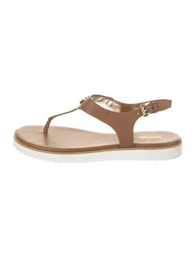 Pre-owned Michael Michael Kors Leather T-strap Sandals In Brown