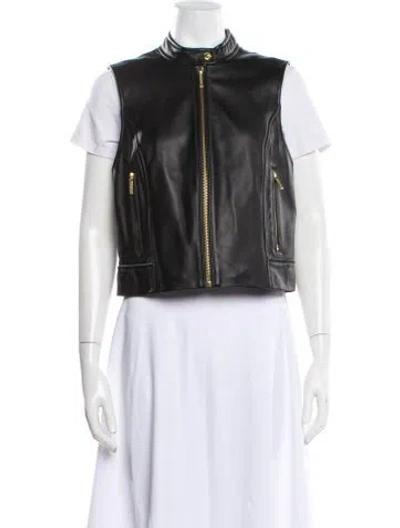 Pre-owned Michael Michael Kors Leather Vest W/ Tags In Black