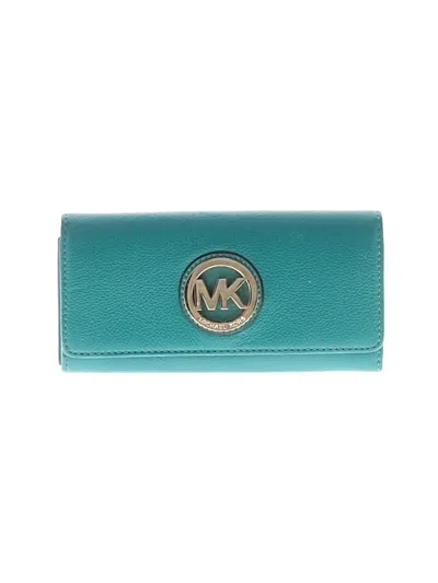 Pre-owned Michael Michael Kors Leather Wallet In Teal