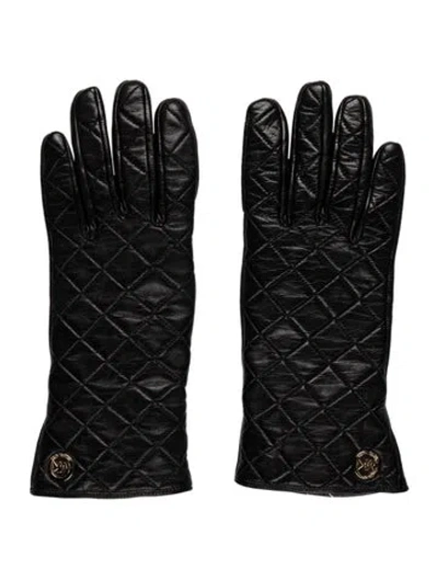 Pre-owned Michael Michael Kors Leather Winter Gloves In Black