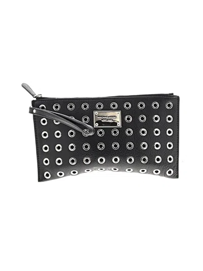 Pre-owned Michael Michael Kors Leather Wristlet In Black