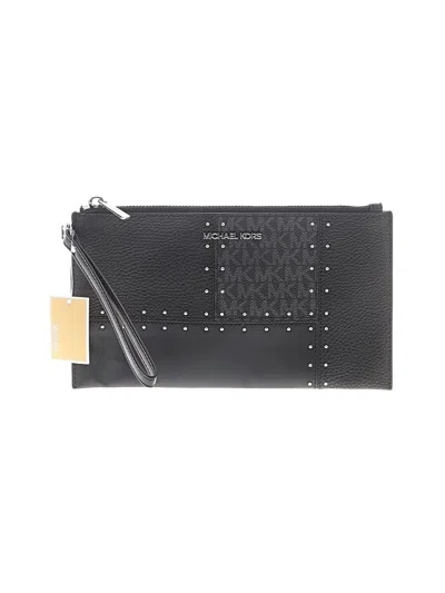 Michael Michael Kors Leather Wristlet In Black