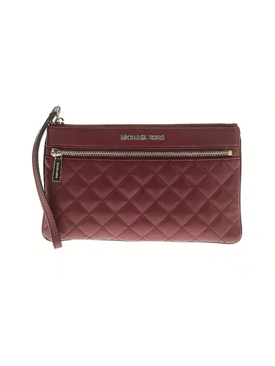 Pre-owned Michael Michael Kors Leather Wristlet In Burgundy