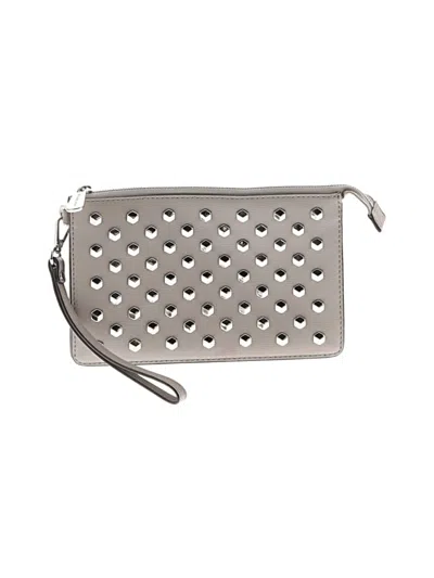 Pre-owned Michael Michael Kors Leather Wristlet In Gray