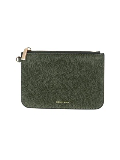 Pre-owned Michael Michael Kors Leather Wristlet In Green