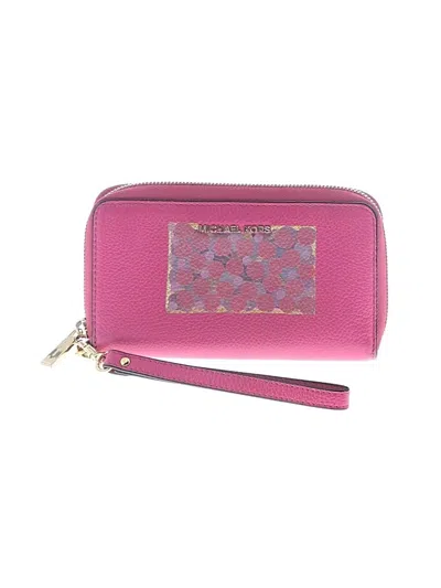 Pre-owned Michael Michael Kors Leather Wristlet In Pink