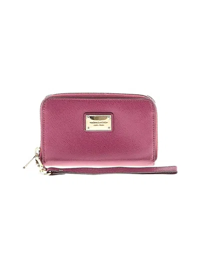 Pre-owned Michael Michael Kors Leather Wristlet In Purple