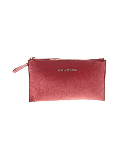 Pre-owned Michael Michael Kors Leather Wristlet In Red