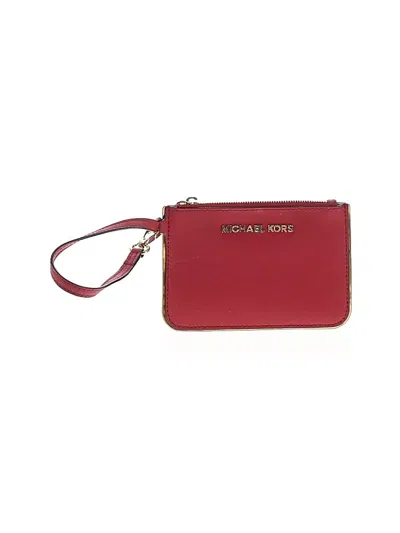 Pre-owned Michael Michael Kors Leather Wristlet In Red