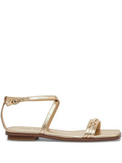Michael Michael Kors Lena Metallic Leather Sandals In Gold