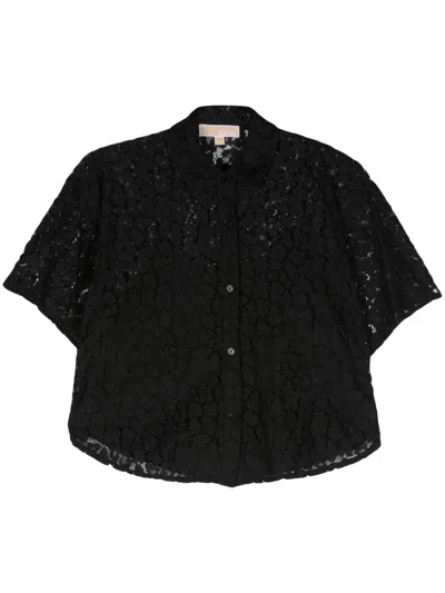 Michael Michael Kors Leopard Corded-lace Shirt In Black