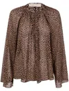 Michael Michael Kors Cheetah V Neck Top In Brown