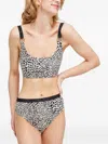 Michael Michael Kors Leopard-pattern Logo-strap Bikini Top In Black