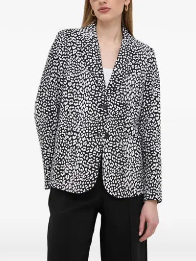 Michael Michael Kors Leopard-print Stretch Crepe Blazer In Black