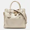 MICHAEL MICHAEL KORS MICHAEL MICHAEL KORS LIGHT BEIGE LEATHER LARGE HAMILTON NORTH SOUTH TOTE
