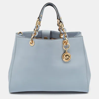 Pre-owned Michael Michael Kors Light Blue Saffiano Leather Large Cynthia Tote