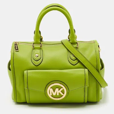 Pre-owned Michael Michael Kors Lime Green Leather Medium Margo Satchel