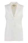 Michael Michael Kors White Lapel Collar Women's Linen Blazer In White