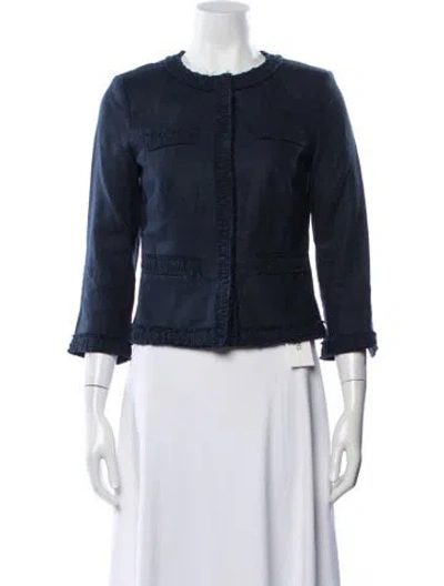 Pre-owned Michael Michael Kors Linen Jacket In Blue