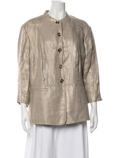 Pre-owned Michael Michael Kors Linen Jacket In Gold
