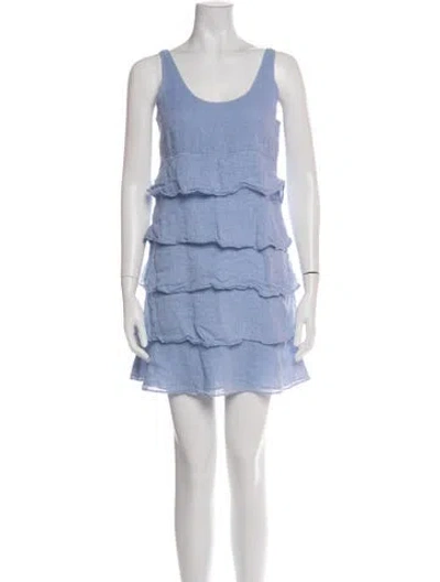 Pre-owned Michael Michael Kors Linen Mini Dress In Blue