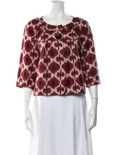 Pre-owned Michael Michael Kors Linen Patterned Jacket In Red