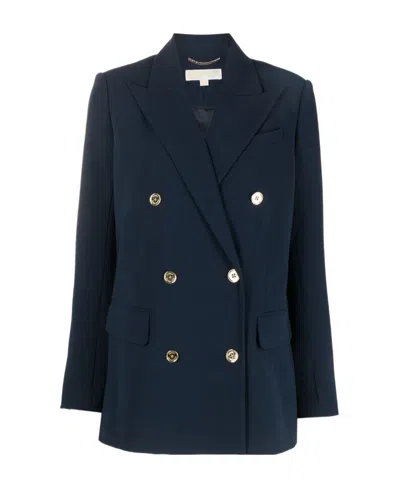 Michael Michael Kors Logo-button Double-breasted Blazer In Black