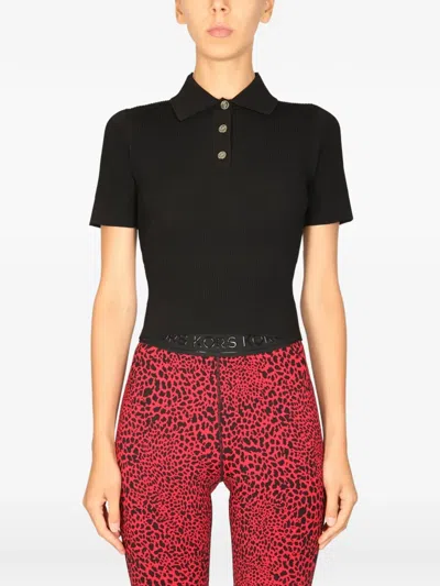 Michael Michael Kors Michael By Michael Kors Classic Polo Shirt With Logo Buttons For Women In Black