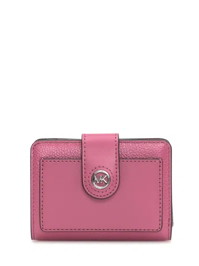 Michael Michael Kors Logo Buttoned Wallet In Black