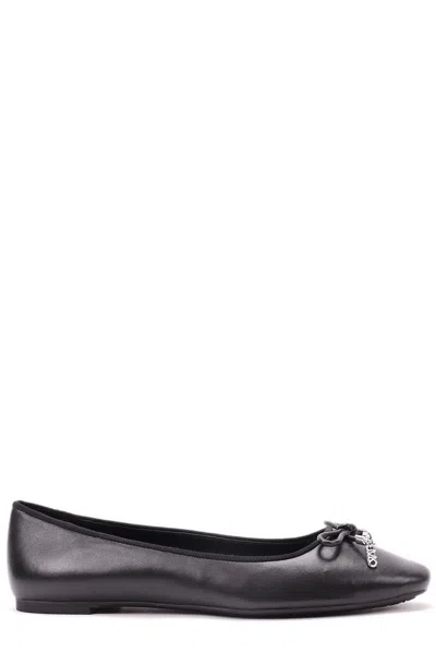 Michael Michael Kors Logo Charm Round Toe Flat Shoes In Black