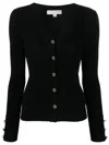 Michael Michael Kors Logo-debossed Button-front Cardigan In Black