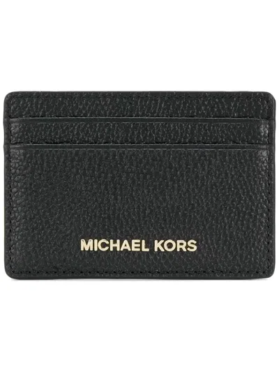 Michael Michael Kors Logo Detail Leather Card Holder In Black