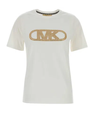 Michael Michael Kors Logo Embellished Crewneck T-shirt In White