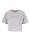 Michael Michael Kors Logo-embossed Cropped T-shirt In Gray