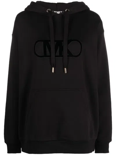 Michael Michael Kors Logo-embossed Drawstring Hoodie In Black