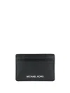 Michael Michael Kors Logo Embossed Grained Leather Cardholder In Black