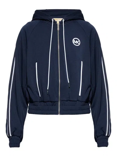 Michael Michael Kors Logo-embroidered Zip-up Hoodie In Blue