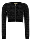 Michael Michael Kors Metallic Mk Nk Zip Cardi In Multi