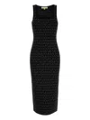 Michael Michael Kors Logo-jacquard Midi Dress In Black
