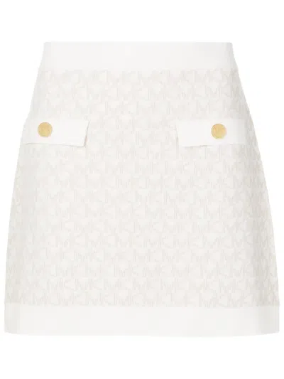 Michael Michael Kors Logo Jacquard Mini Skirt In White
