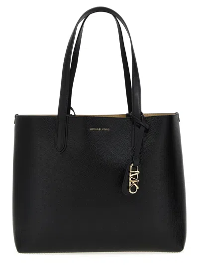 Michael Michael Kors Logo Leather Shopping Bag In Black