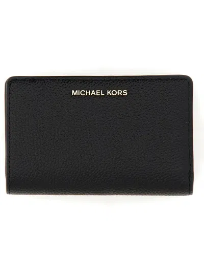 Michael Michael Kors Logo Lettering Bifold Wallet In Black