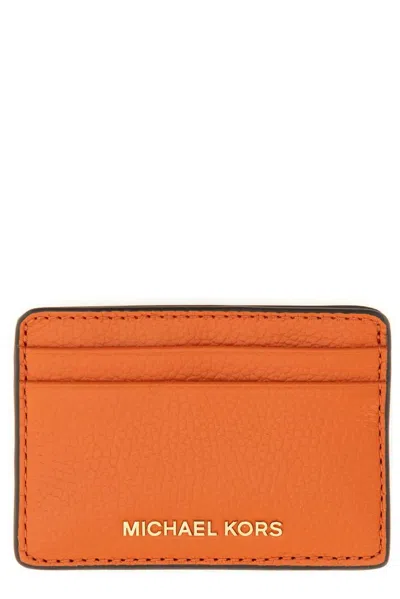 Michael Michael Kors Card Holder With Logo In Orange
