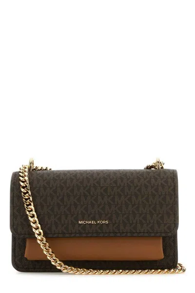 Michael Michael Kors Michael By Michael Kors Printed Canvas And Leather Claire Shoulder Bag In Brown
