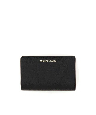 Michael Michael Kors Logo-lettering Leather Wallet In Black