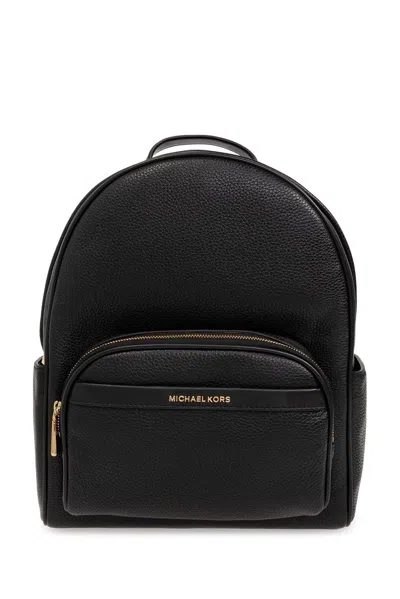 Michael Michael Kors Logo Lettering Zipped Backpack In Black