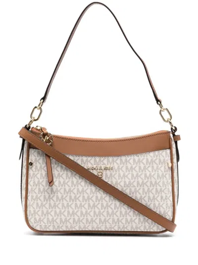 Michael Michael Kors Logo-monogram Shoulder Bag In Nude