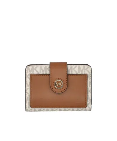 Michael Michael Kors Logo Plaque Bi-fold Wallet In Brown