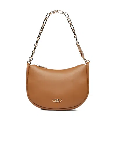 Michael Michael Kors Logo Plaque Chained Small Shoulder Bag In Brown