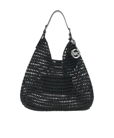 Michael Michael Kors Logo Plaque Hobo Bag In Black